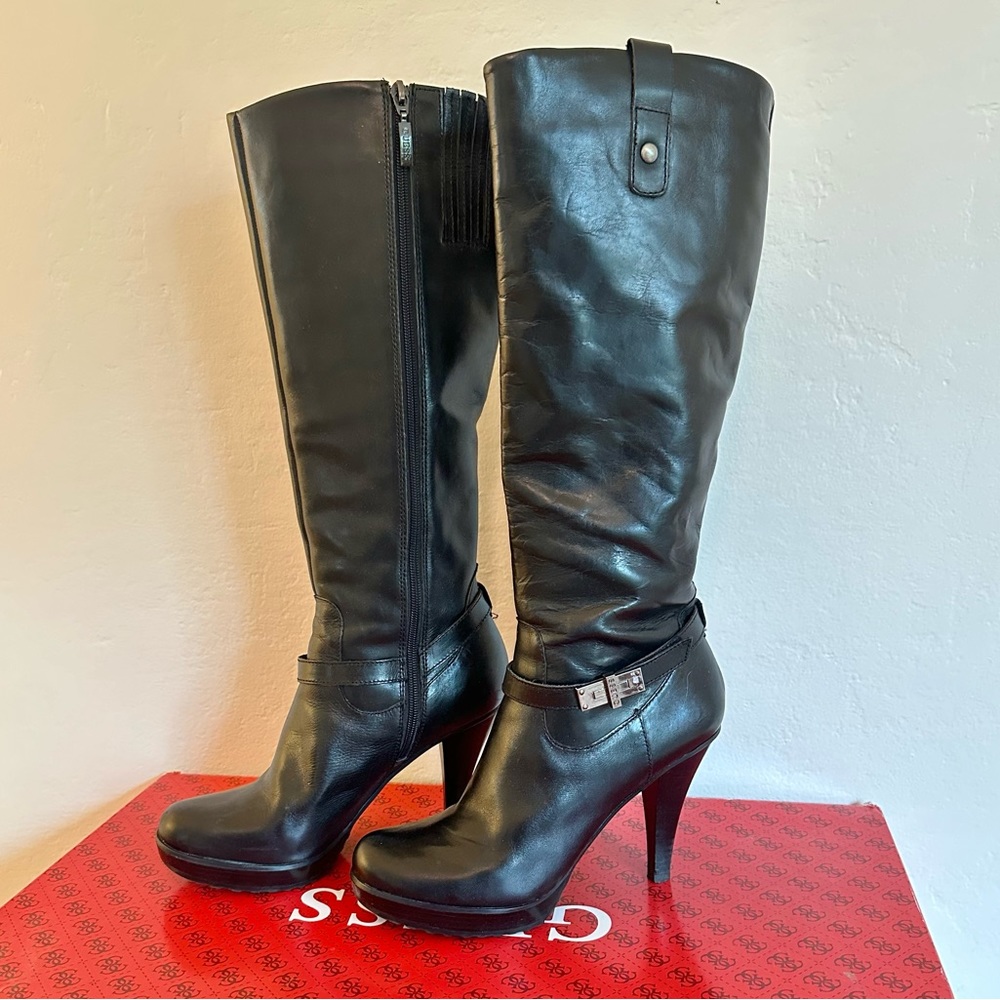 Guess JENCINA black leather boots Size 9